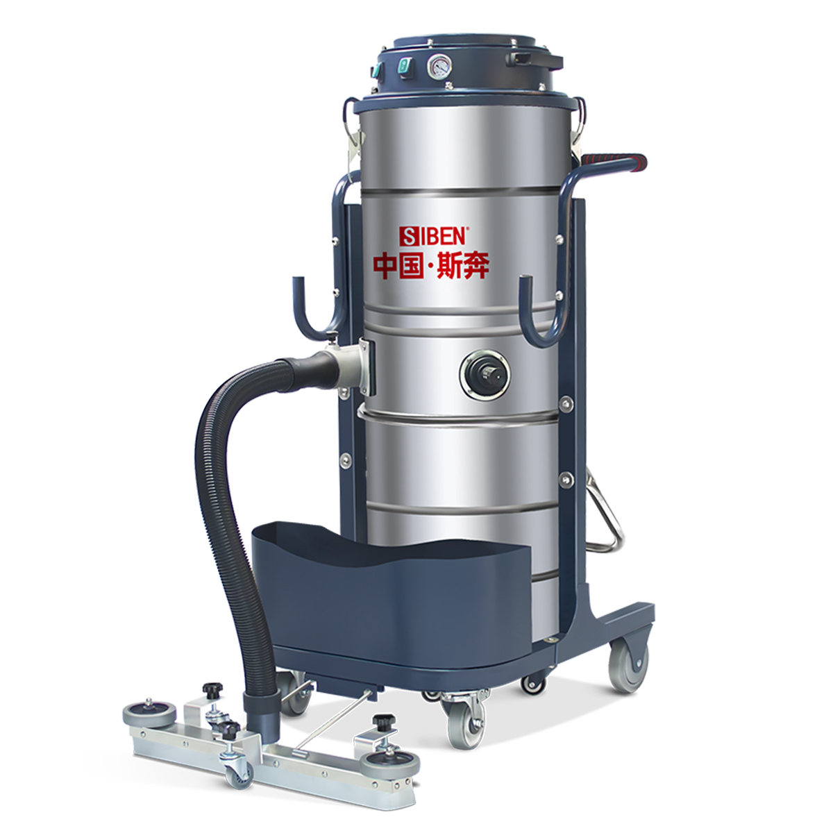 SIBEN industrial vacuum cleaner with dual-motor configuration and floor cleaning tool