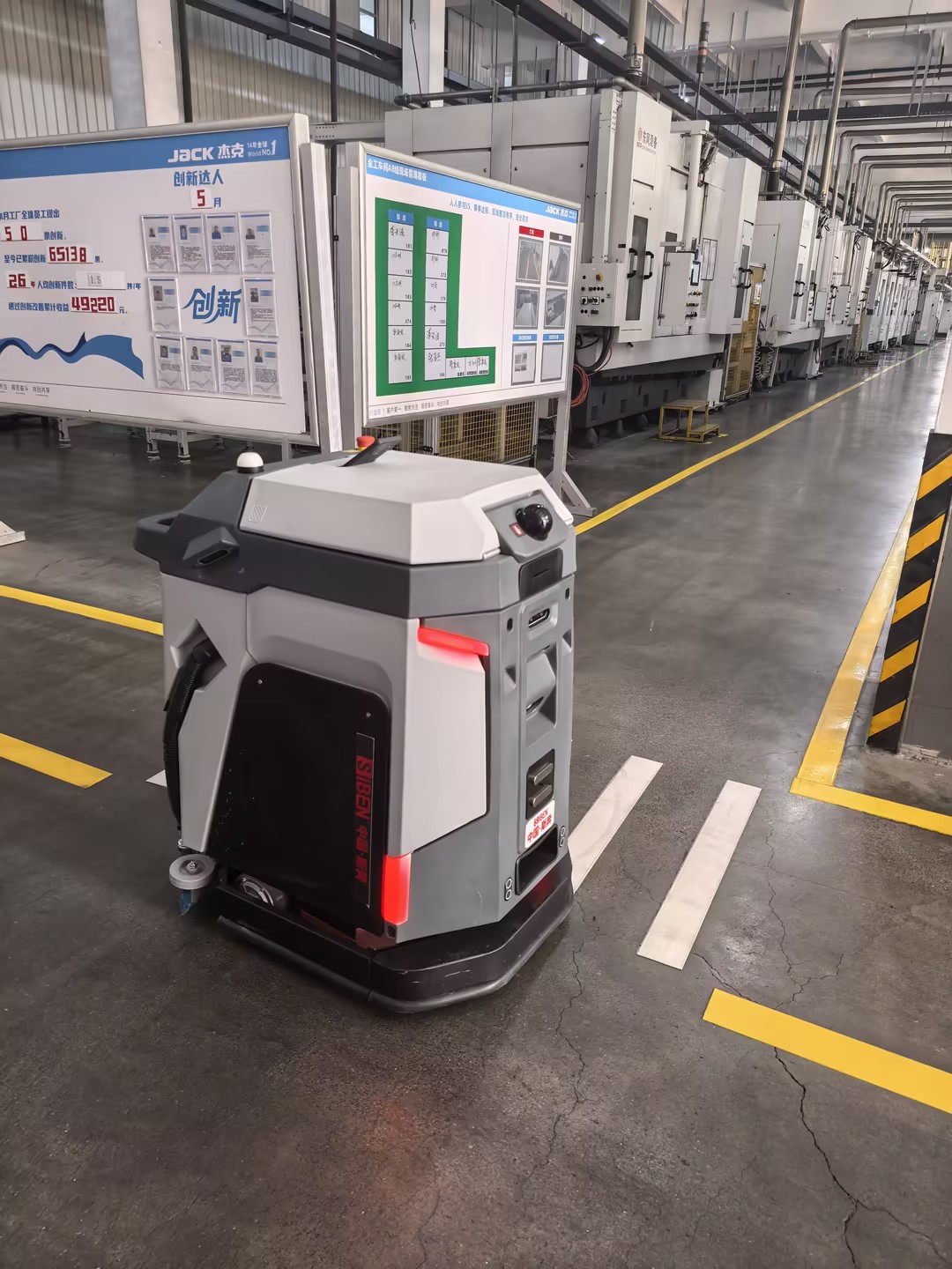 Siben Thunder God GT Robot at Jack Technology Siben Thunder God GT cleaning robot deployed at Jack Technology manufacturing facility validating assembly quality and component reliability in real production environment