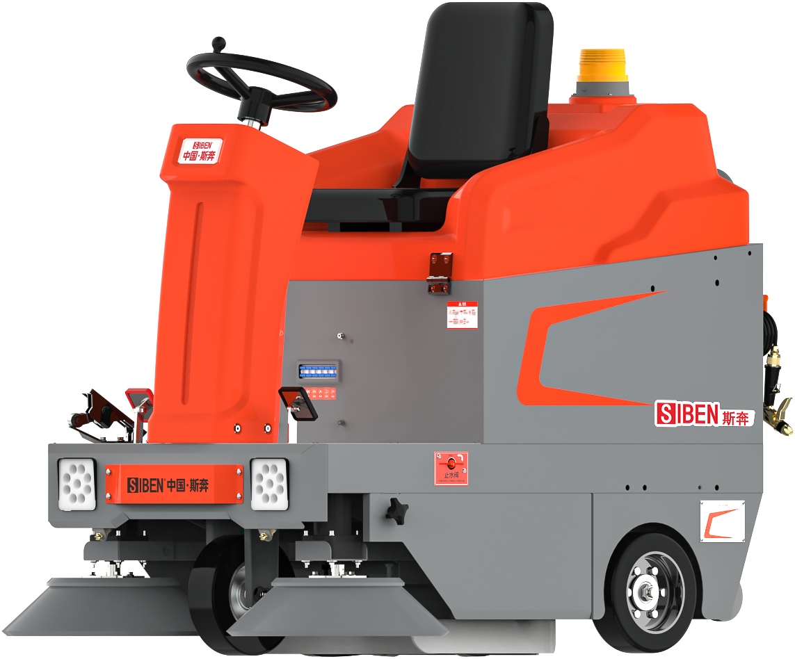 Siben A300 Compact Sweeper Siben A300 compact ride-on industrial sweeper with dual side brushes and 850mm cleaning width for warehouse floor cleaning