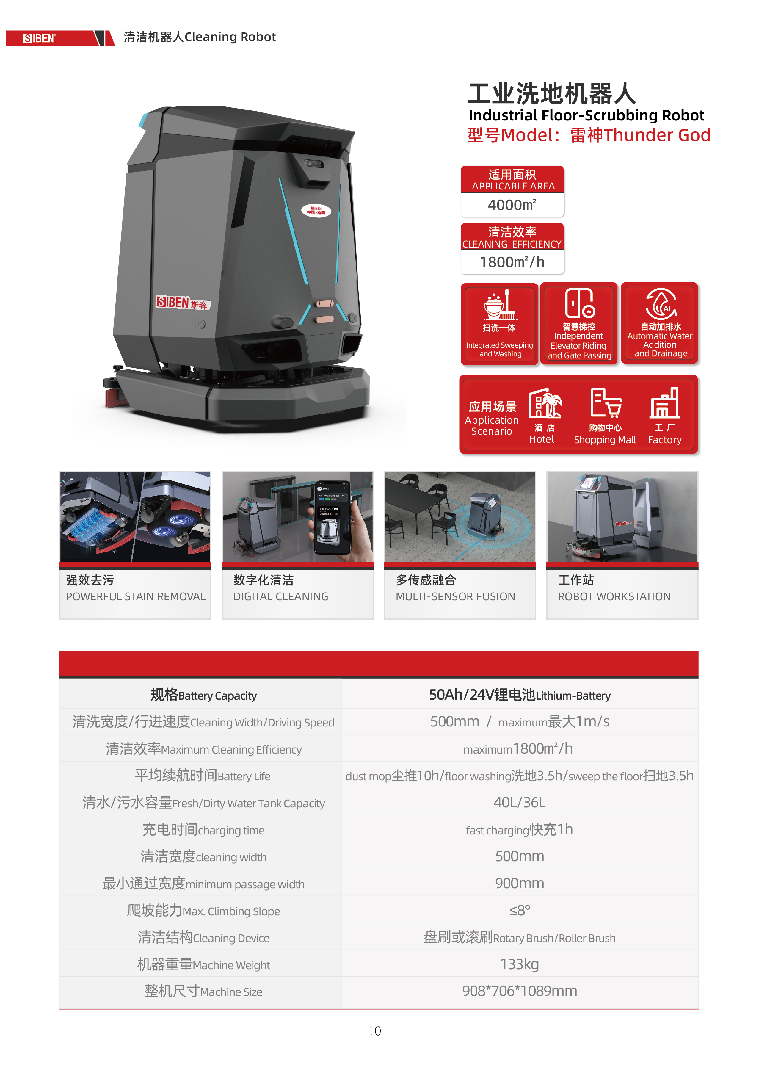 Figure 1: Siben Thunder God AMR Cleaning Robot — Autonomous navigation with 1,800 m²/h coverage for large food processing halls 01-thunder-god-cleaning-robot