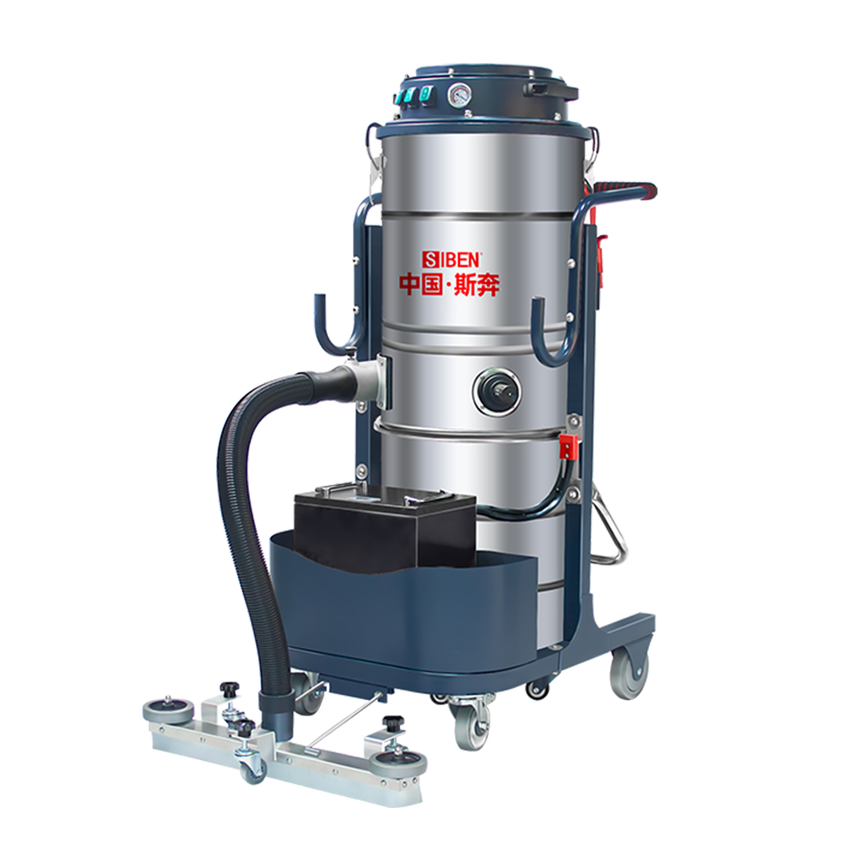 SIBEN XC2400 industrial vacuum cleaner with stainless steel bin and floor nozzle